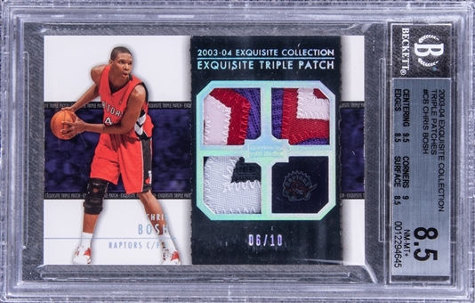 2003-04 UD "Exquisite Collection" Triple Patches #CB Chris Bosh Game Used Patch Rookie Card (#06/10) - BGS NM-MT+ 8.5